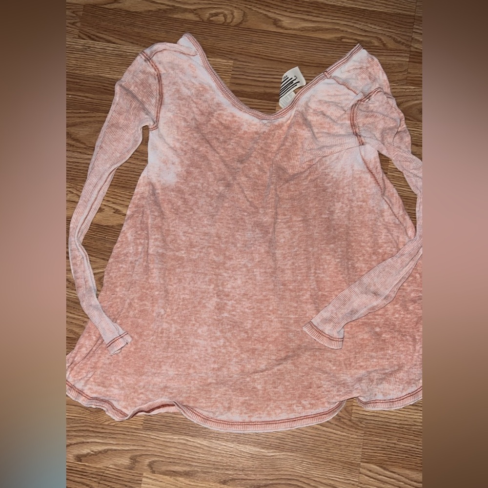 Free People Peach Long Sleeve Top